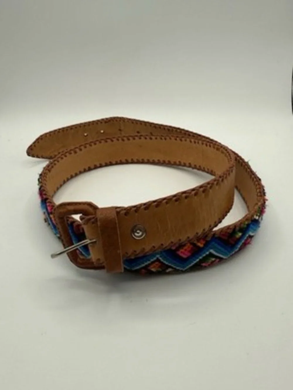 Vintage Braided Multicolor, Leather Woven Belt size 36